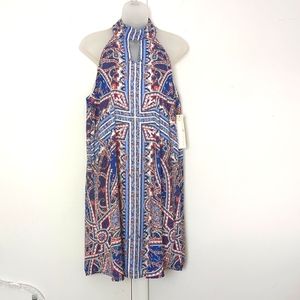 🆕 High neck Sleeveless DRESS 💙 WRANGLER Sz M Blue & White NEW NWT